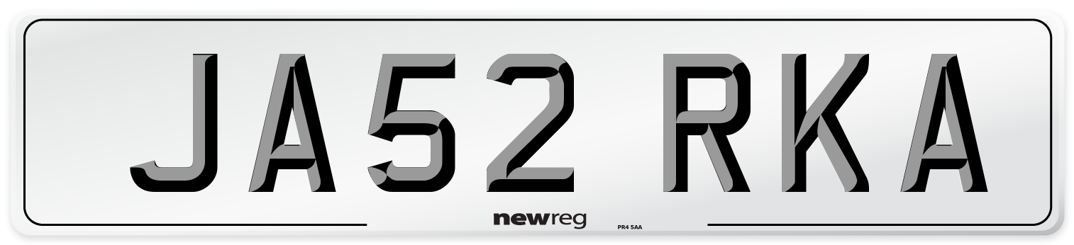 JA52 RKA Number Plate from New Reg